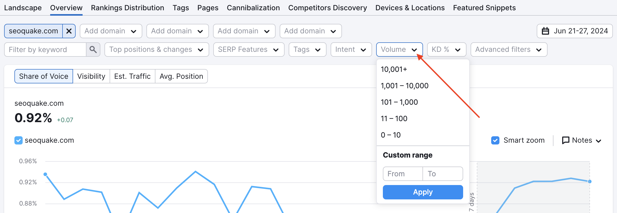 Volume filter in Position Tracking. 